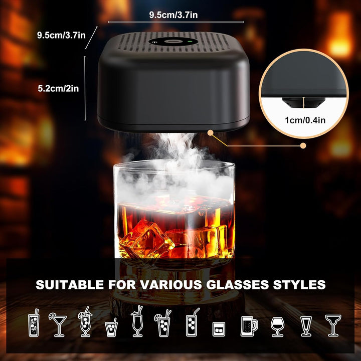 Elektrischer Whisky Smoker Set mit 6 Holzchips, Wiederaufladbare Cocktail Smoker Kit, Saturn S-moker
