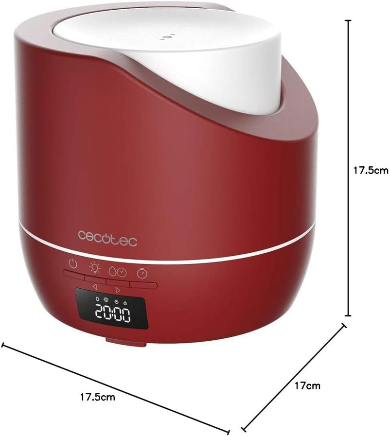 Cecotec PureAroma 500 Smart Granat Aroma Diffusor. Kapazität 500ml, LED-Anzeige, 12h Timer, Wecker,