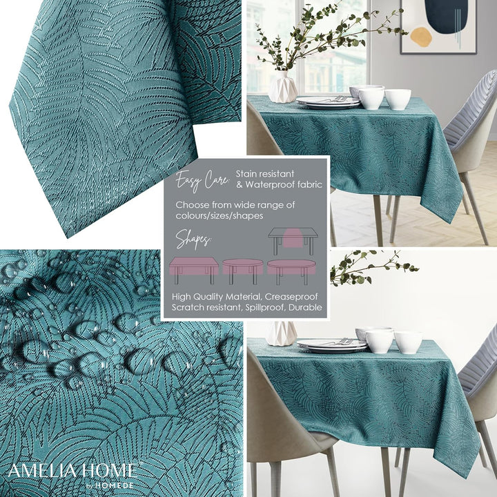 AmeliaHome Tischdecke 110x160 cm Tischtuch Tafeldecke Fleckschutz Lotuseffekt Abwaschbar Wasserabwei