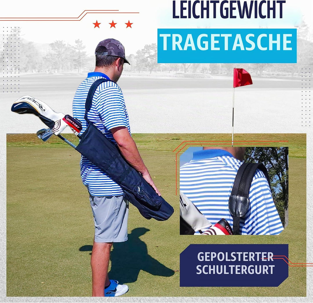 Stripe Golf Sunday Golftasche | Schwarz Leichte Reise Trage mit gepolstertem Schultergurt für Drivin