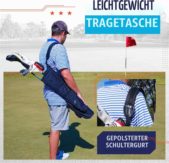 Stripe Golf Sunday Golftasche | Schwarz Leichte Reise Trage mit gepolstertem Schultergurt für Drivin