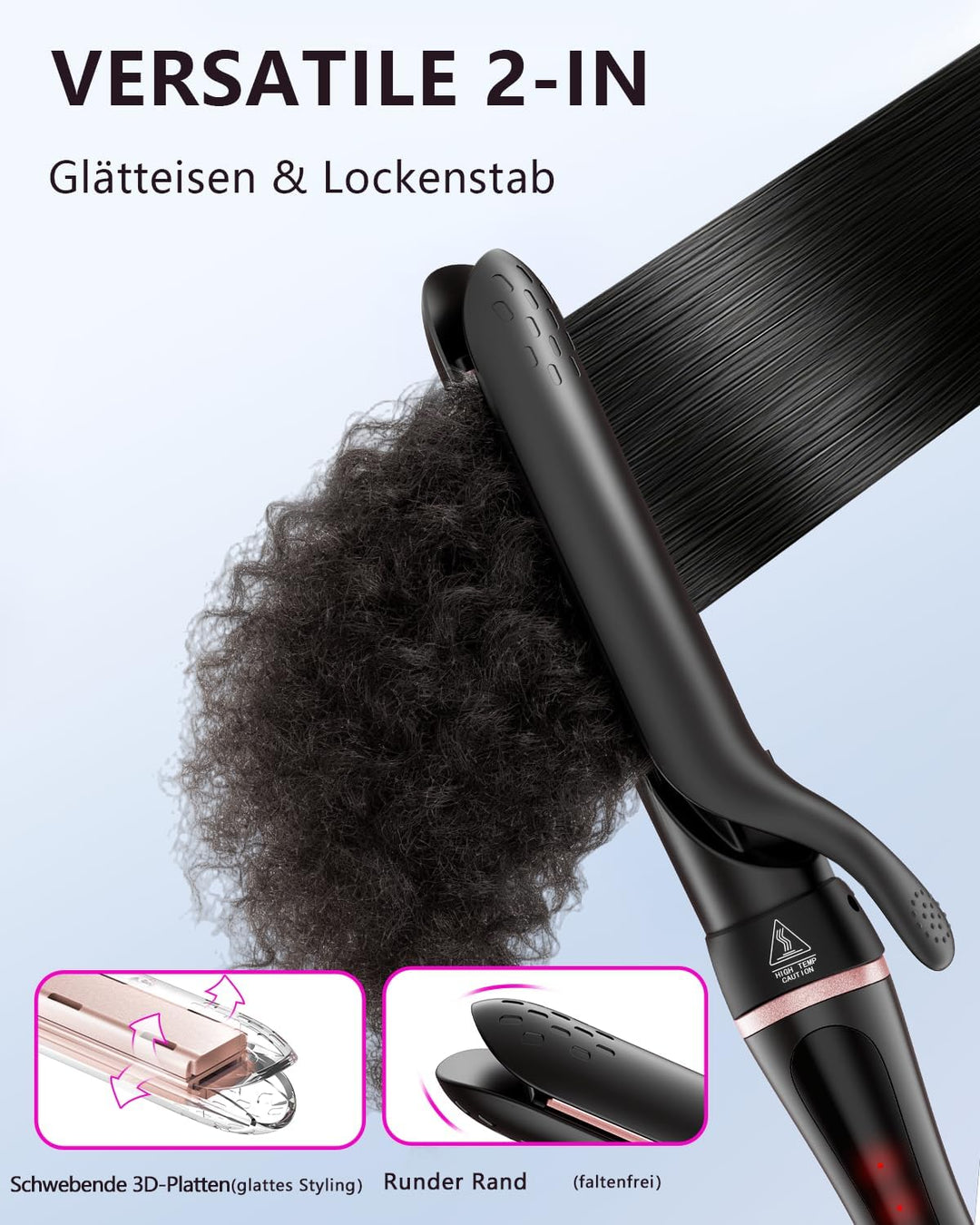 5 in 1 Lockenstab mit Thermo-Rundbürste und austauschbaren Keramik-Barrels (0.35"-1.25''),Lockenstab