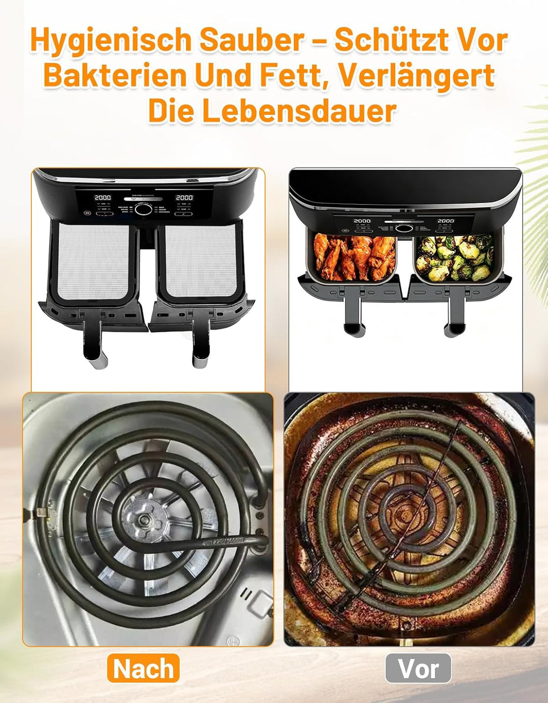 2 Stück magnetischer Edelstahl-Spritztenschutz für Ninja AF400EU &amp; AF451EU | Wiederverwendbares Sili