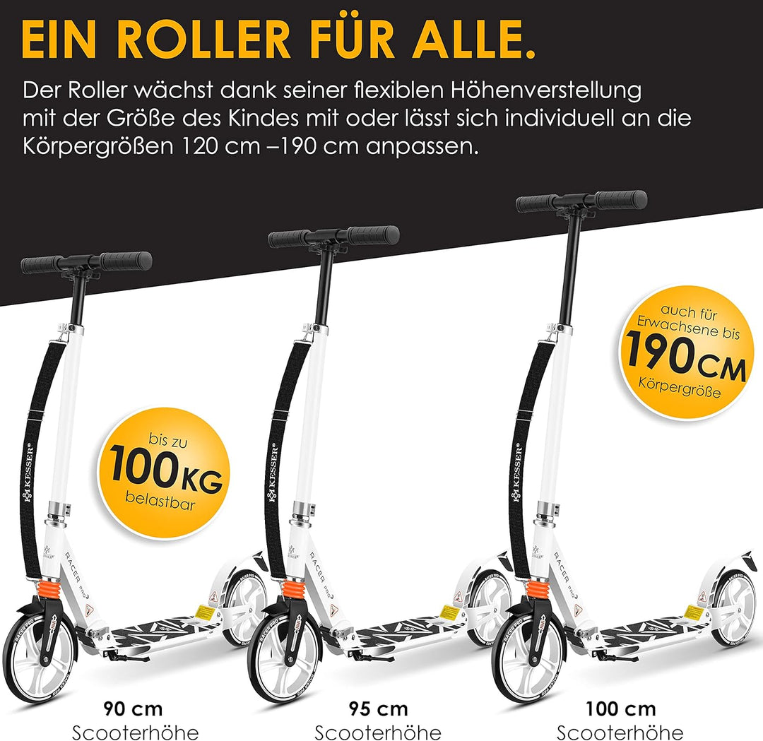 KESSER® Cityroller Scooter 205mm Räder PU Big Wheel - Pro-S Tretroller mit Doppel Federung, City-Rol