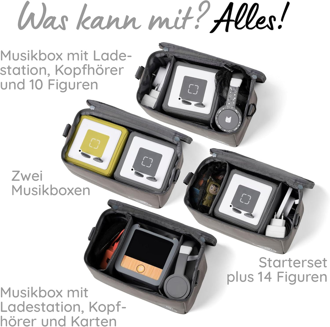 fantifant Musikbox Tasche für Toniebox [ + Netzbeutel für Tonies ] Flexible TRANSPORTTASCHE FÜR TONI