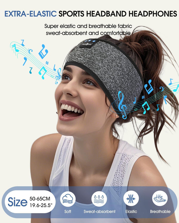 MUSICOZY Schlafkopfhörer Bluetooth 5.4, Bequem & Ultraleicht Stirnband kopfhörer zum Schlafen mit Hi