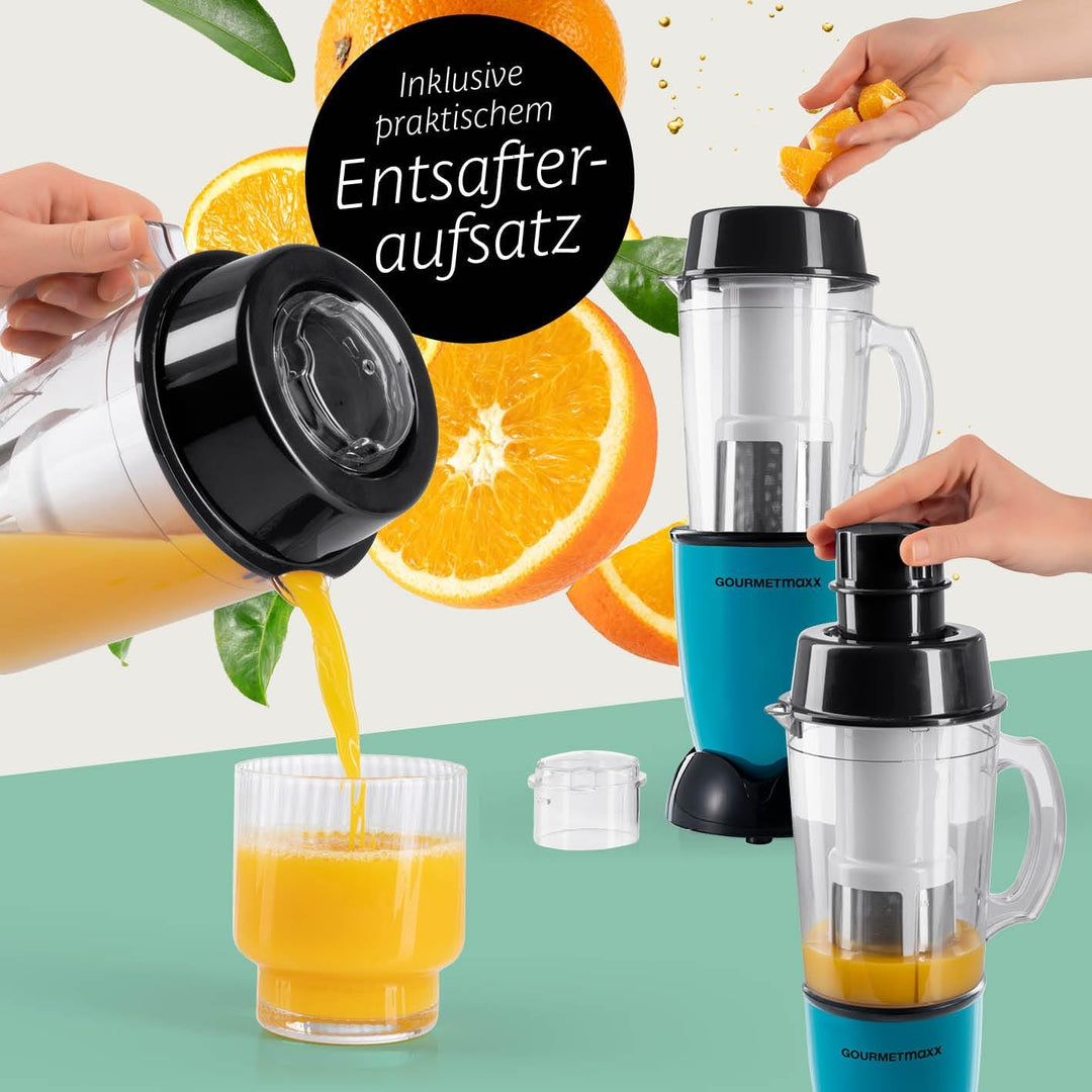 GOURMETmaxx Mr. Magic Power Pro Mixer 400 Watt | Smoothie Maker mit to go Deckel | Standmixer mit Mi