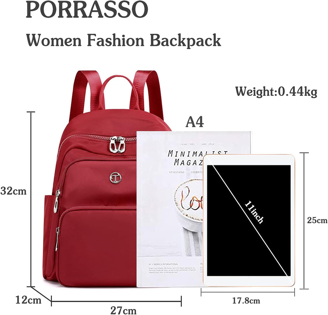 PORRASSO Damen Rucksack Mode Daypack Mädchen Schultasche Leicht Rucksäcke Nylon Tasche für Schule Ar