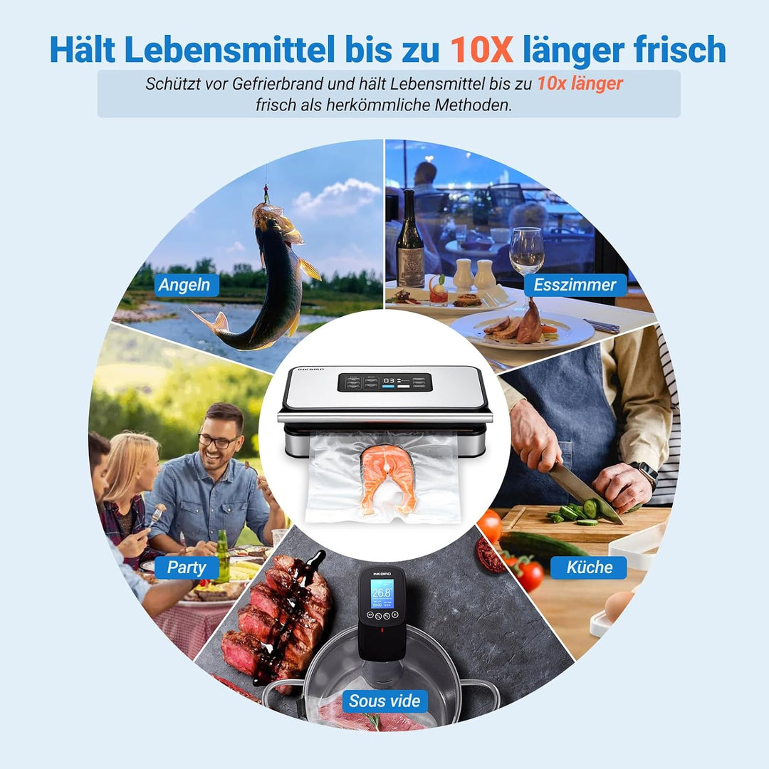 INKBIRD Vakuumiergerät, Folienschweissgeräte für Lebensmittel mit Trocken-/Nass-/Flüssigkeitsmodus,D