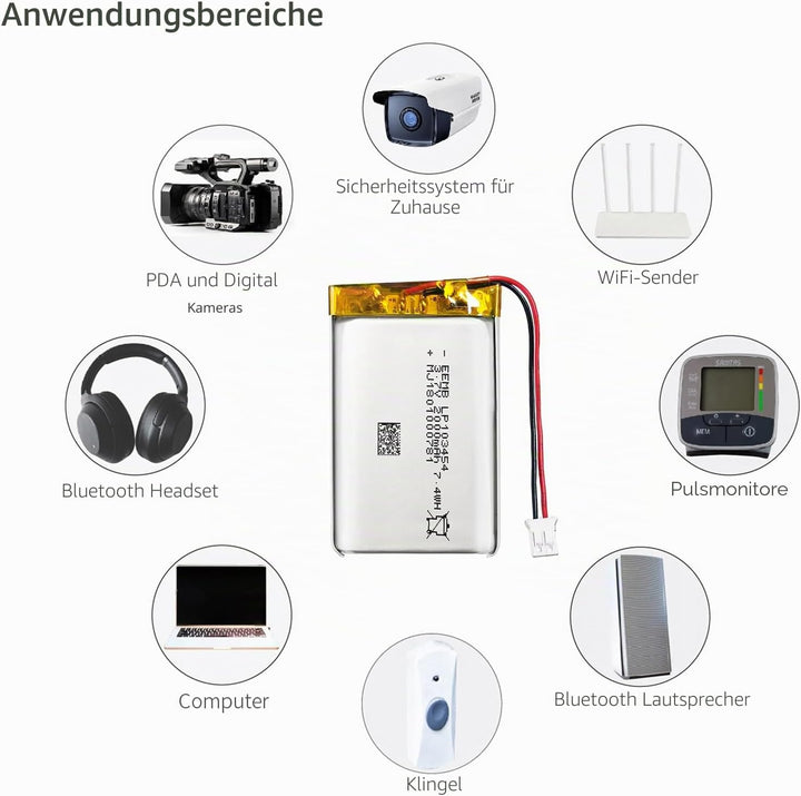 EEMB Lithium Polymer Akku 3,7 V 2000mAh 103454 Wiederaufladbarer Lipo-Akku mit JST-Anschluss – bestä