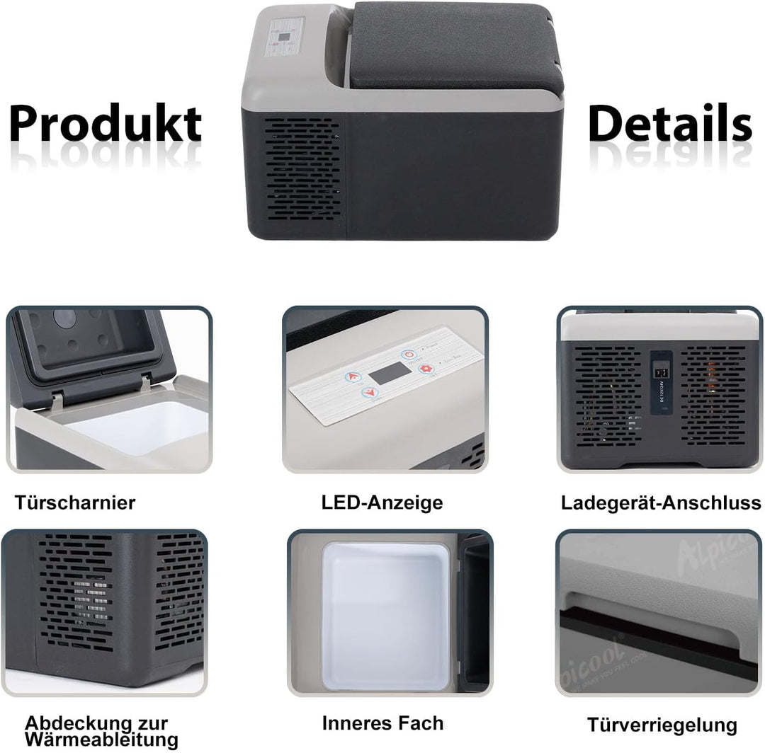 Alpicool C9PT 9L Kühlbox 12v Mini Kühlschrank Elektrische Kompressor Auto kühlschrank Camping Gefrie