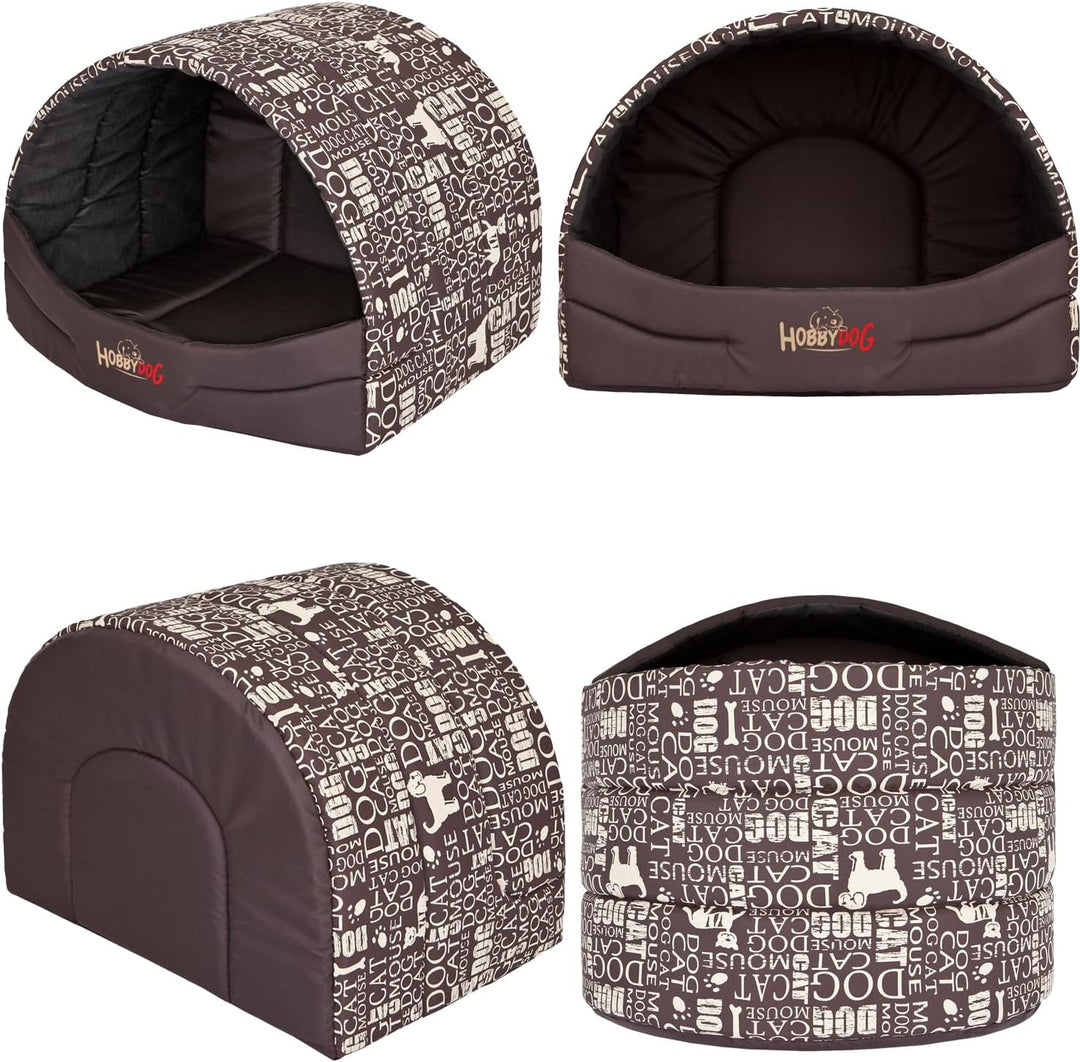 Hobbydog R3 Busnap1 Hundehütte Souffleur, Grösse 3, 55x43cm Braun Mit Wörter, L, Braun Mit Wörter BR