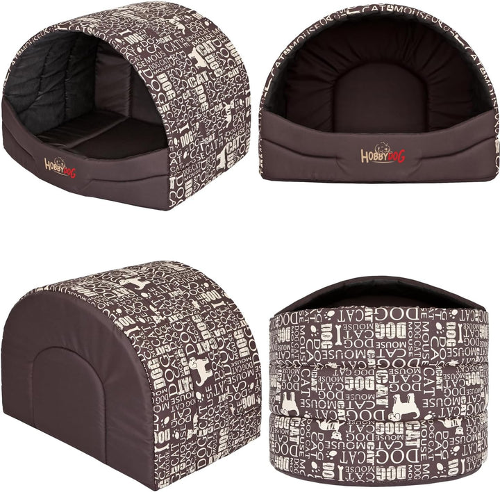 Hobbydog R3 Busnap1 Hundehütte Souffleur, Grösse 3, 55x43cm Braun Mit Wörter, L, Braun Mit Wörter BR