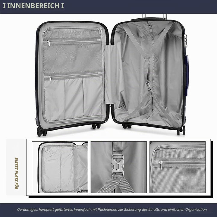 KONO Kabinentrolley 55x40x20 Leicht Kleiner Koffer Trolley Handgepäck Hartschale Reisekoffer mit 4 R