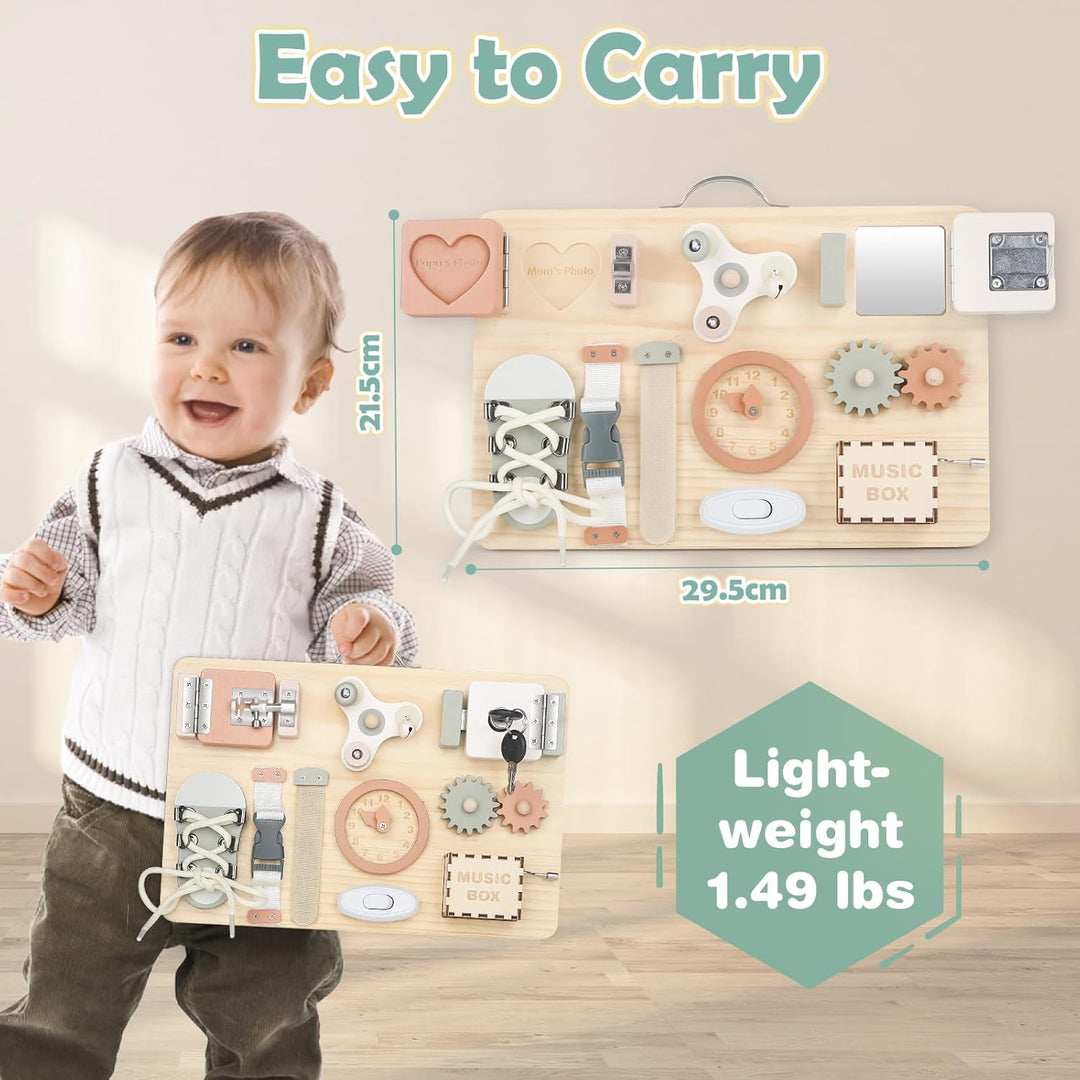 Joyreal Montessori Busy Board - Motorikbrett ab 1 2 3 Jahr Activity Board Montessori Motorik Spielze