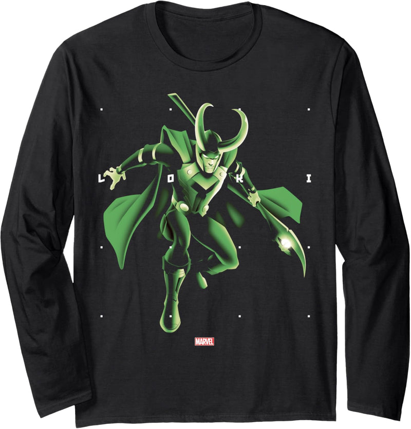 Marvel Loki Halftone Word Stack Portrait Langarmshirt