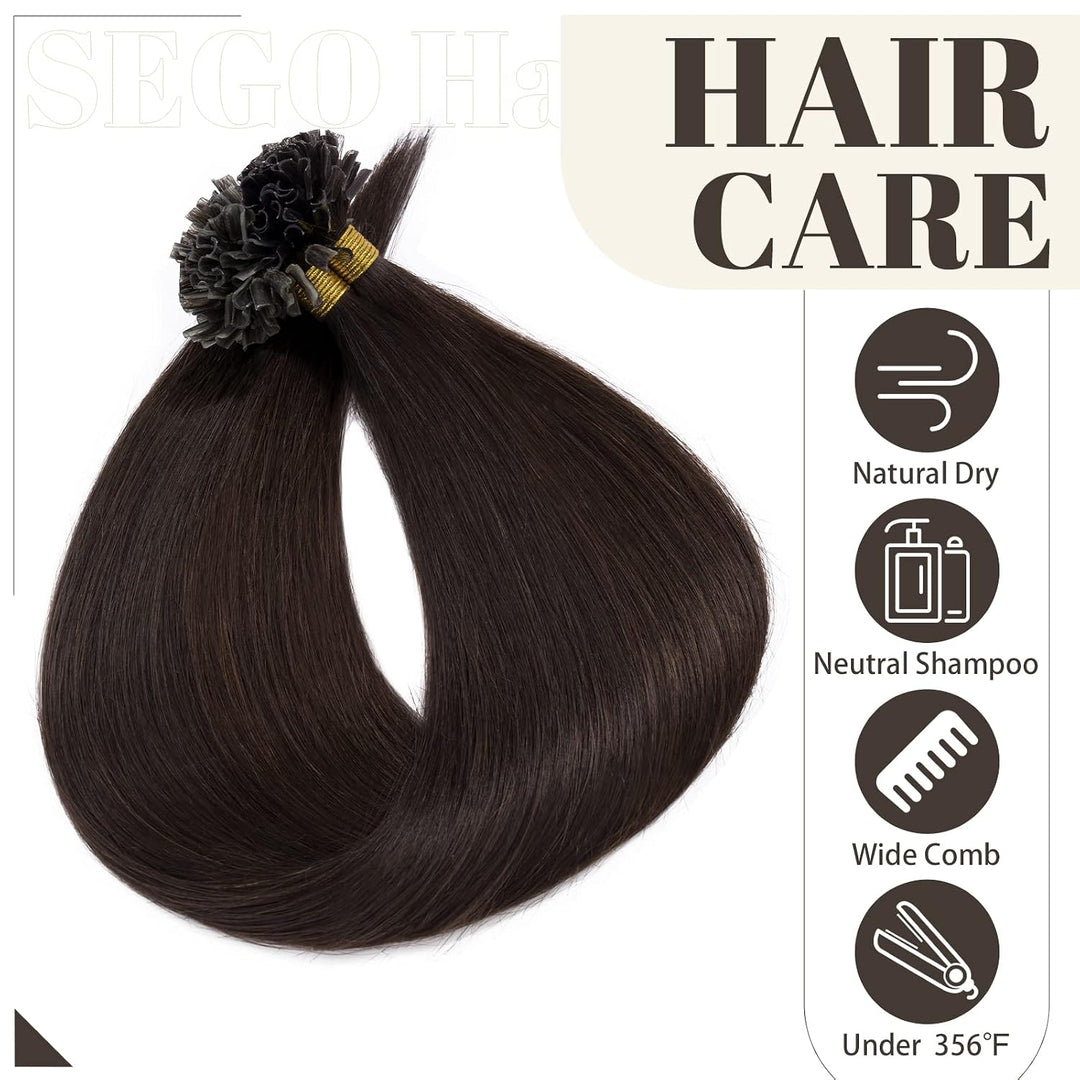 SEGO U Tips Extensions Echthaar Bondings 0.5g/Strähnen Keratin Haarverlängerung Glue 100 Strähnen gl