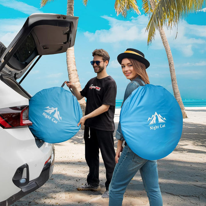 NIght Cat Pop Up Strand Zelt: 3 4 Personen Camping Strandmuschel mit Moskitonetz uv Schutz 50+ Sonne