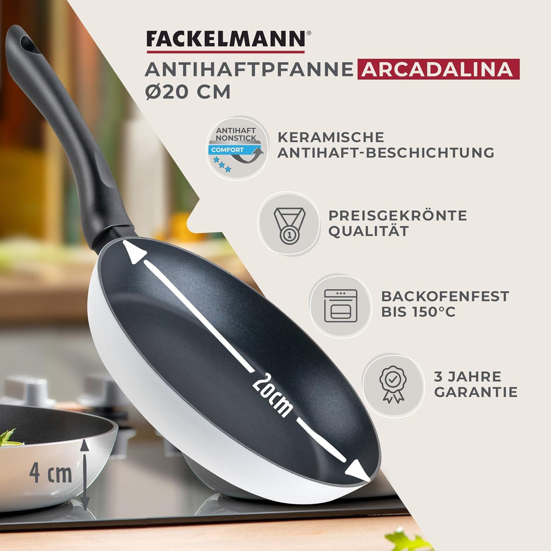 FACKELMANN Bratpfanne Arcadalina 20cm – Antihaft-Pfanne aus 90% recyceltem Aluminium und Keramik-Bes