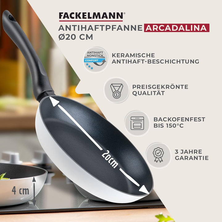 FACKELMANN Bratpfanne Arcadalina 20cm – Antihaft-Pfanne aus 90% recyceltem Aluminium und Keramik-Bes