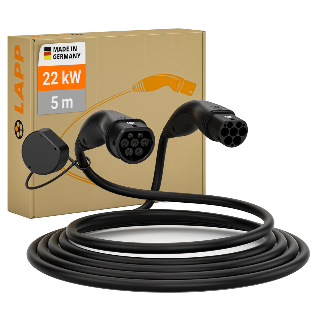 LAPP MOBILITY Helix Typ 2 Ladekabel 22 KW/Selbstaufrollend / 32 A / 3-Phasig/E-Auto Ladekabel/Mode 3