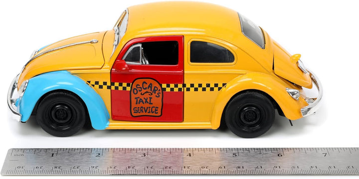 Jada Toys VW Käfer 1959 mit Figur Oscar aus der Sesamstrasse - bunter Volkswagen Beetle (16,5 cm) au