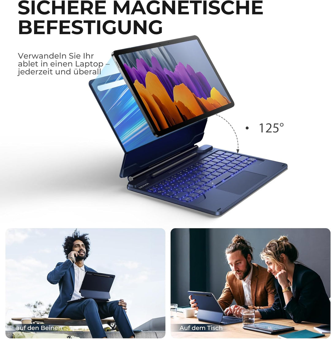 Dexnor Tastatur Hülle für Samsung Galaxy Tab S8 2022/S7 2020 11 Zoll, Multi-Touch Trackpad Magnetisc