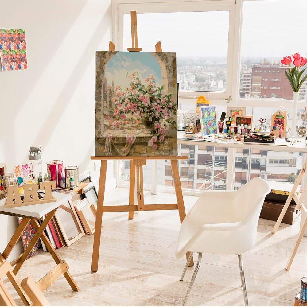 Artnapi Malen nach Zahlen Erwachsene mit Rahmen | DIY Handgemalt | Blumen - Blumen im Fenster | Kit