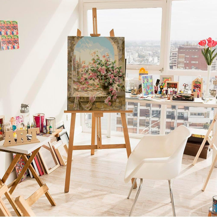 Artnapi Malen nach Zahlen Erwachsene mit Rahmen | DIY Handgemalt | Blumen - Blumen im Fenster | Kit