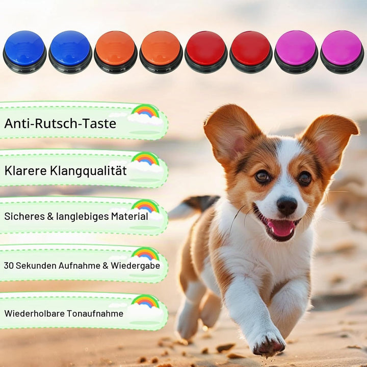 Gelabur Set von 8 Hunde-Tasten für die Kommunikation, Sprachaufzeichnbare Taste, Hunde Training spre