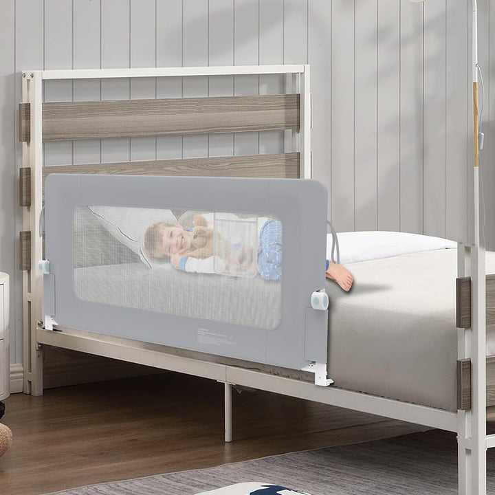 FIVMEN Bettgitter 150cm Rausfallschutz Bett Höhenverstellbar Kinder Bettschutzgitter Zusammenklappba