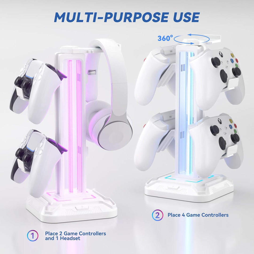 KDD Gaming Kopfhörer Ständer Led mit 9 Lichtmodi - Drehbarer Headset Halterung Tisch mit Abnehmbarer