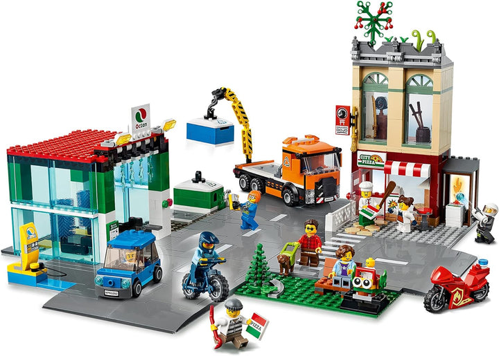 LEGO 60292 City Stadtzentrum Bauset mit Spielzeug-Motorbike, Fahrrad, Truck, Strassenplatten und 8 M