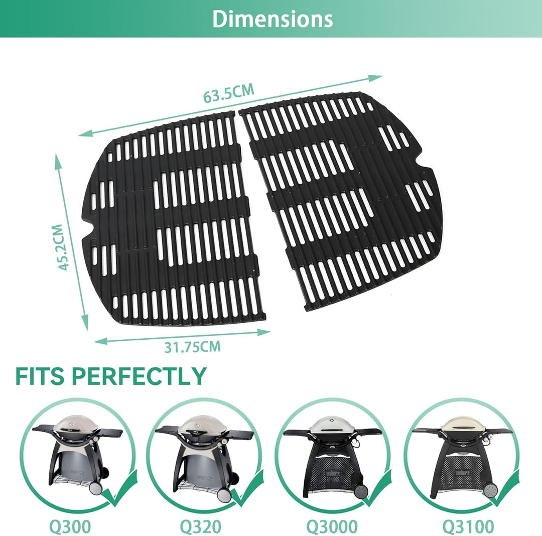 COGRICHBF Q300 Gusseisen Grillrost für Weber Q300, Q320, Q3000, Q3200, 57060001, 586002, 404341, 45