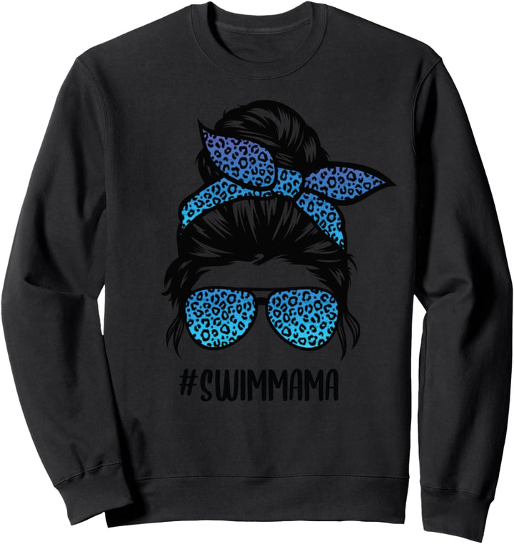 Schwimmen Leben Schwimmen Mama Unordentliches Brötchen Haare Schwimmen Mama Sweatshirt