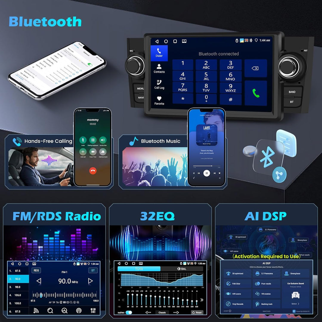 Hikity 4G+64G Autoradio Android 15 für FIAT Punto 2005-2009/Linea 2007-2011 mit 7-Zoll-Touchscreen,
