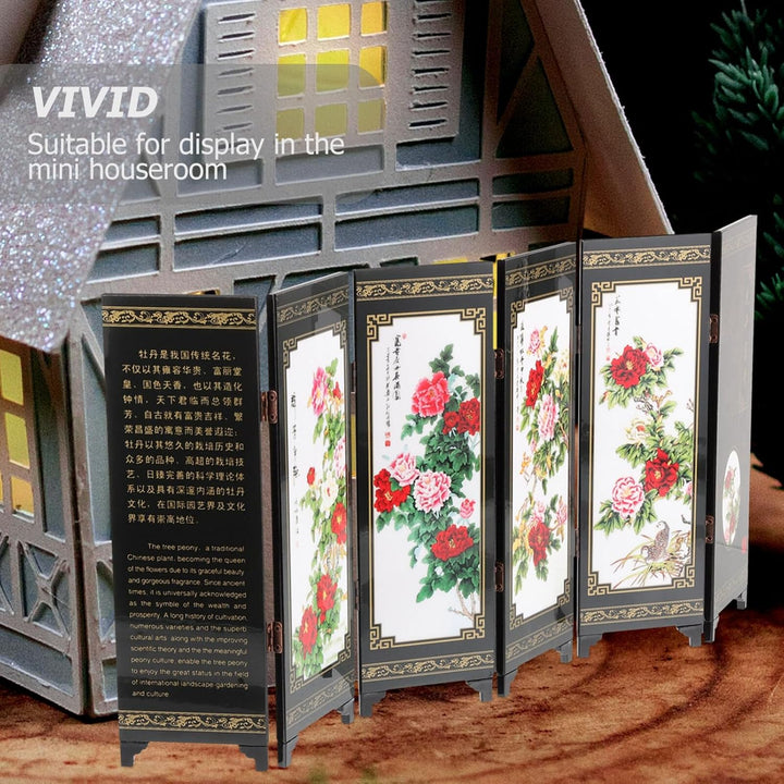 Happyyami Miniatur-Bildschirmteiler Mini Chinesische Antike Malerei Paravents Mini Desktop Paravent