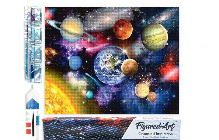 Figured'Art Diamond Painting Erwachsene 40x50cm Ganze Leinwand gerollt Planeten im Himmel 5D Bilder