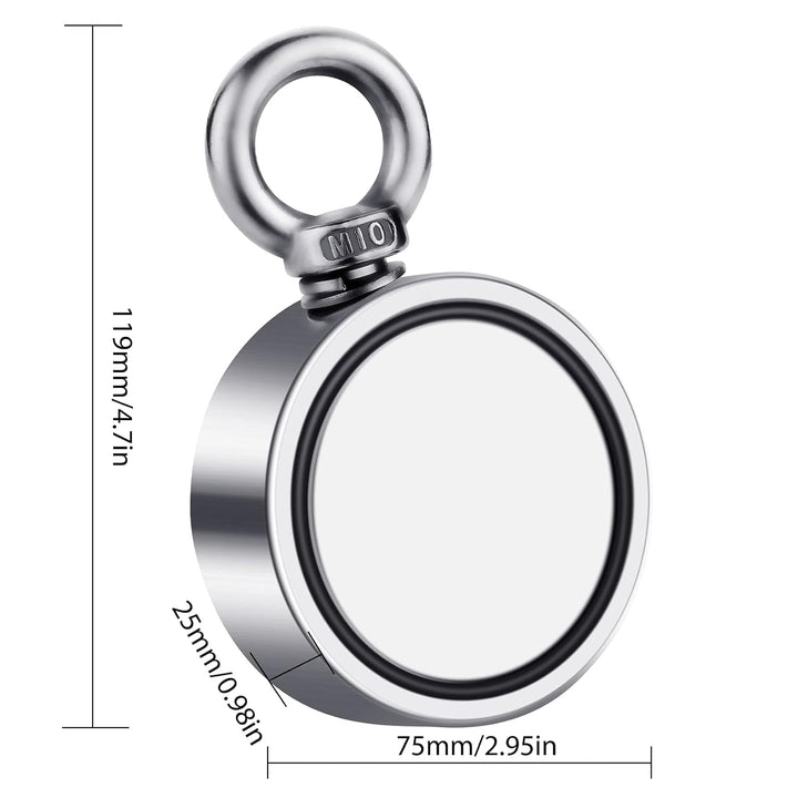 FINDMAG 1000 lbs Zugkraft Magnetfischen, Doppelseitiger Neodym Magnetangeln, Seltenerdmagnete mit 20