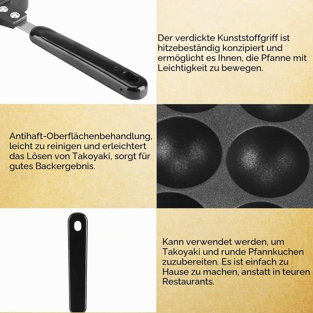 Tyenaza Takoyaki Pfanne Induktion, 12 Kavitäten Sarten Takoyaki Pancake poffertjes pfanne Pfannkuche