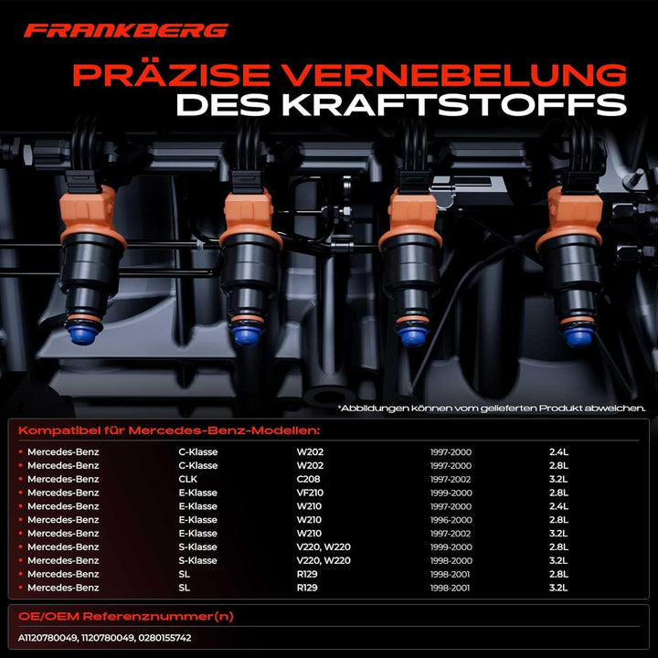 Frankberg 6x Einspritzventil Injektor Kompatibel mit W202 C240 C280 1997-2000 S202 C240 C280 1997-20