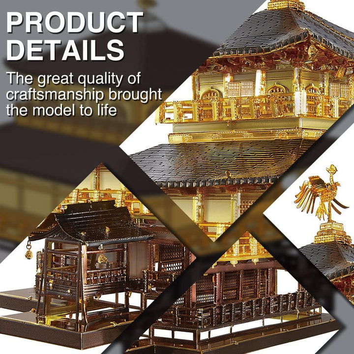 Piececool 3D Puzzle Metall, Kinkakuji Gebäudemodell für Erwachsene, 3D-Puzzles zu Bauen, BAU, Bastel