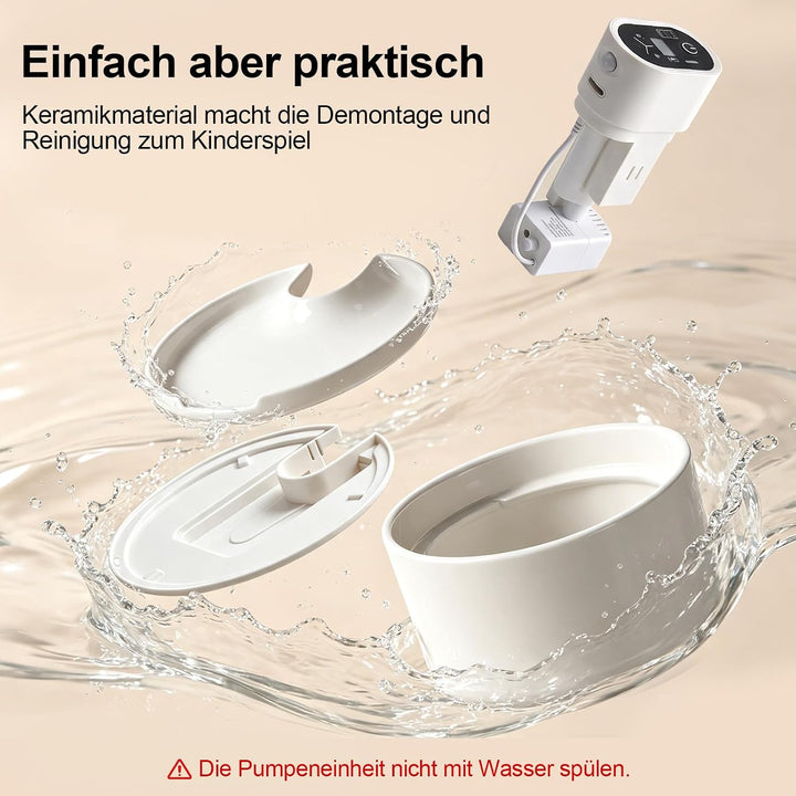 Katzenbrunnen Keramik kabellos 2,3L, Trinkbrunnen für Katzen für Indoor katzenbrunnen kabellos, katz