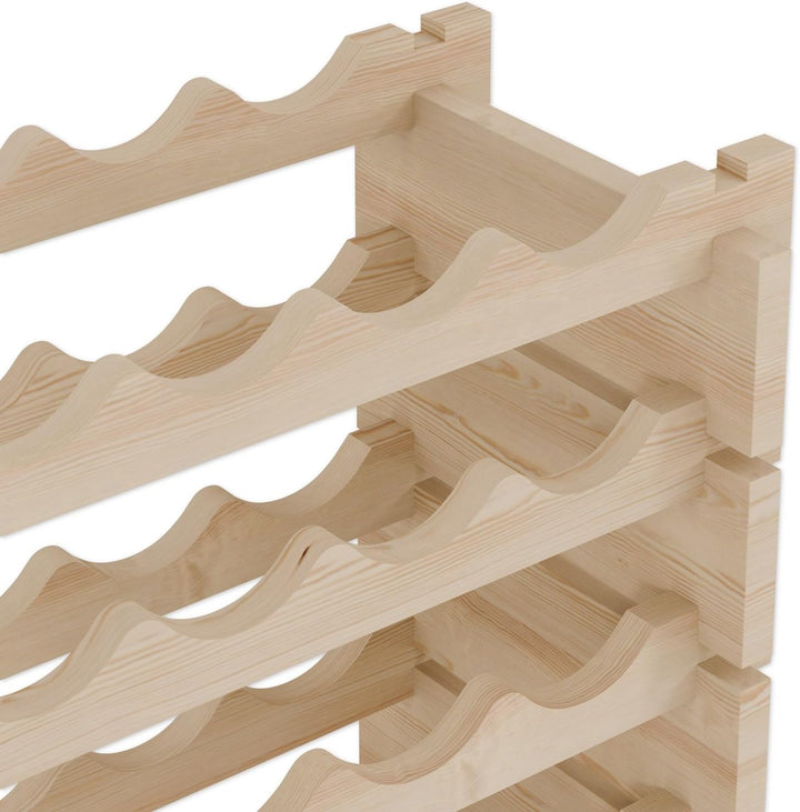 Lenmar RW-STK Weinregal aus Holz, 48-60 Flaschen Kapazität, 6 Ebenen, Farbe Beige, ideal für den Kel