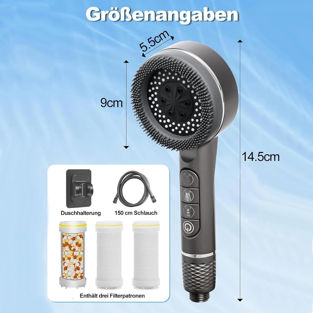 Duschkopf mit Schlauch und Halterung, Hochdruck Handbrause mit Filter gegen Kalk, Wassersparende Dus