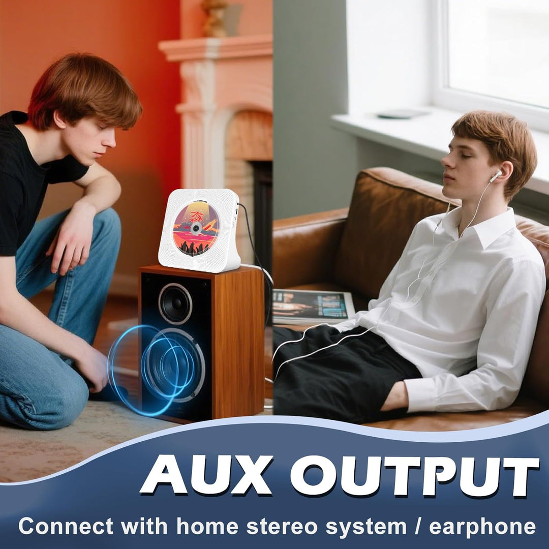 Desktop-CD-Player mit Bluetooth 5.0, integriertem HiFi-Lautsprecher, Fernbedienung, Staubschutzhülle