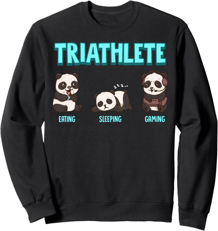 Essen Schlafen Gaming Triathlet Panda Sweatshirt