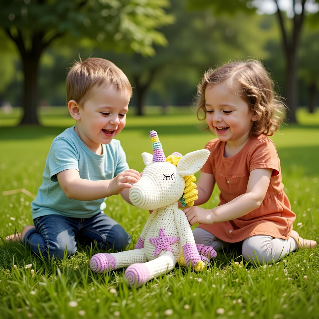Handgehäkeltes Einhorn Stofftier, Amigurumi-Tierspielzeug, Handgehäkelte originelle Geschenke für Ba