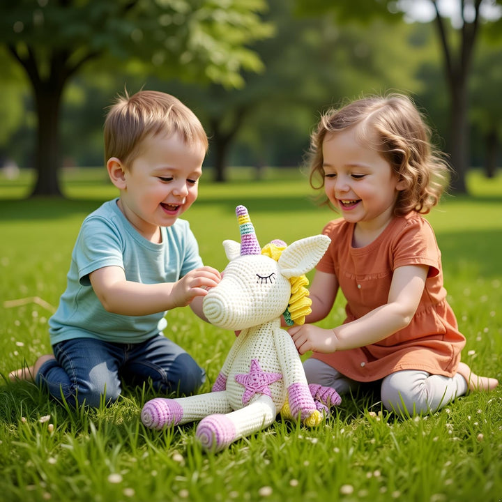 Handgehäkeltes Einhorn Stofftier, Amigurumi-Tierspielzeug, Handgehäkelte originelle Geschenke für Ba
