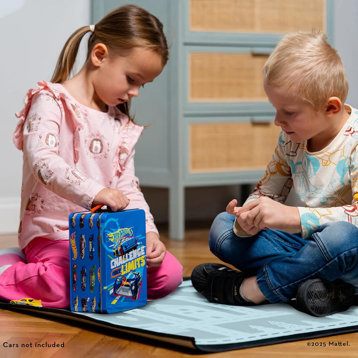 Theo Klein 2883 Hot Wheels Sammelkoffer, Spielzeugkoffer aus Metall für bis zu 18 Autos, 21 x 15,5 x